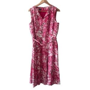 Talbots Pink and White Floral Midi Dress with two belts 12P 500